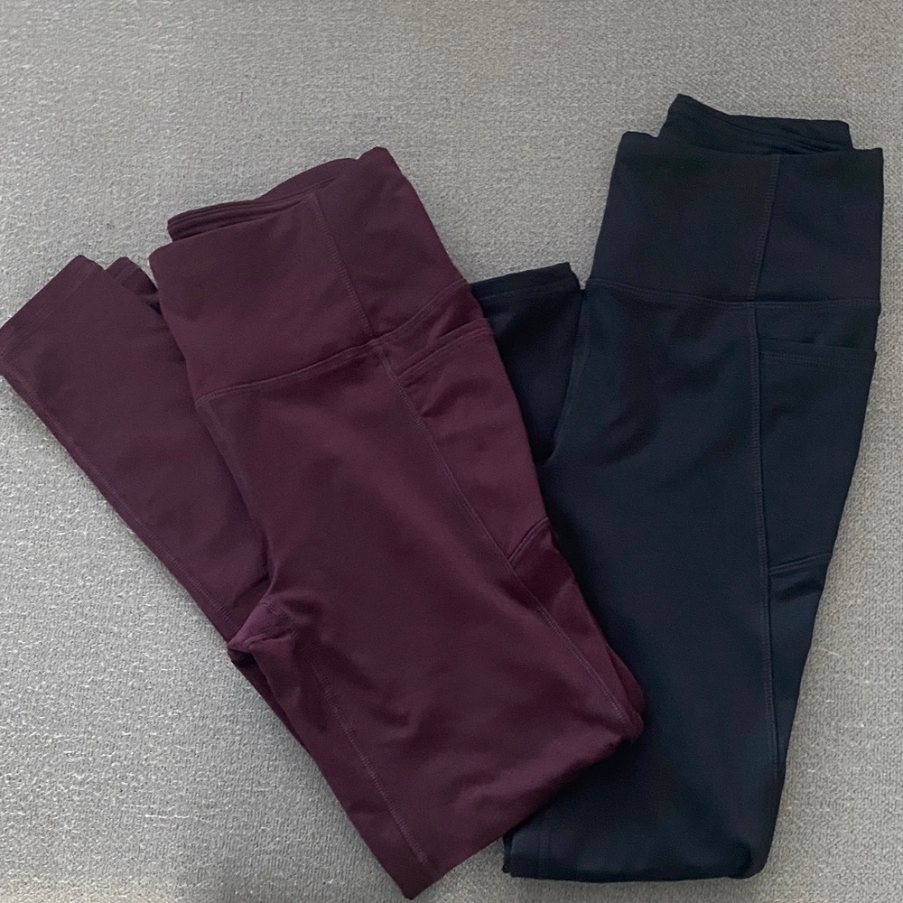 Women's Burgundy and Black 2 pair of leggings